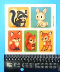 Woodland Animals Colorful Backgrounds Sticker Sheet Style 3