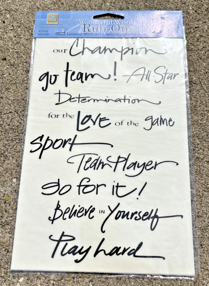 DEJA VIEWS RUB ON SHEET WONDERFUL WORDS SPORTS THEME