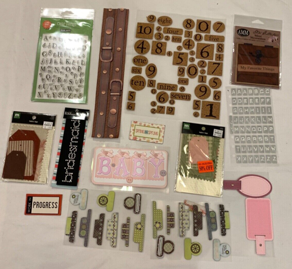 220+ Stickers Dimensional 3D Clear Stamps Alphabet Numbers Novelty Rhinestones