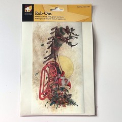 American Traditional Design Rub Ons Transfers Santa Sleigh Reindeer