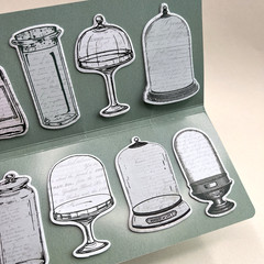 Vintage Style Bottles Glass Dome Sticky Notes Junk Journal Collage Scrapbook
