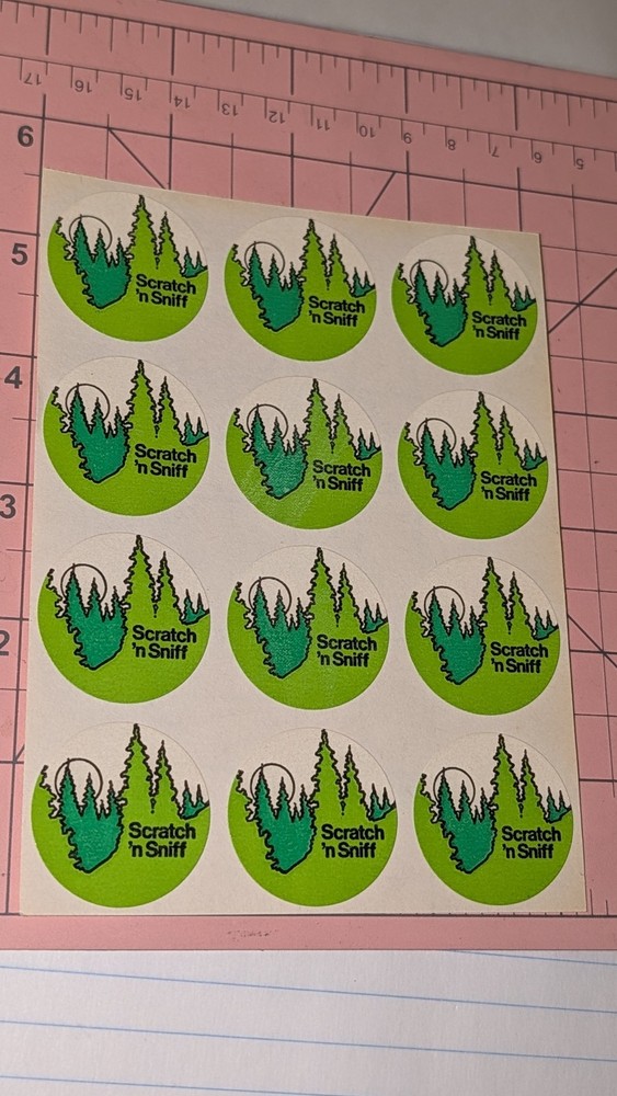 Vintage Stickers Scratch N Sniff Matte 3M Pine Trees Sheet READ