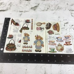 Scrapbooking Stickers Assorted Lot Tea Party Gardening Floral Romantic Partials