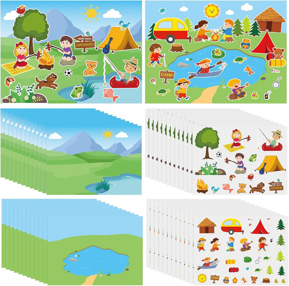 24 Set Camp Scene Mini Stickers 6.5 X 4.7 Inch for DIY Craft and Decor