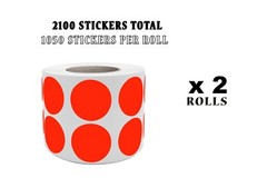 Neon-Red Colored Dot Stickers 3/4 Inch Round Labels (19MM) 2100 Labels on Rolls