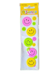 SandyLion Sticker Designs Sheet PFFZ7 Happy Faces Bright Fuzzy Puffy Smile