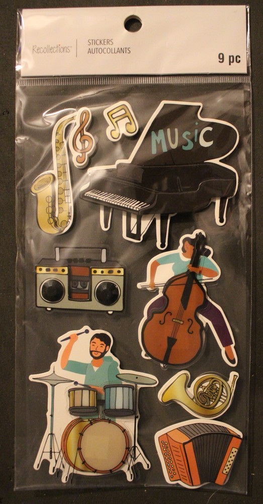 New Recollections scrapbook stickers MUSIC piano cello drums recital accordian
