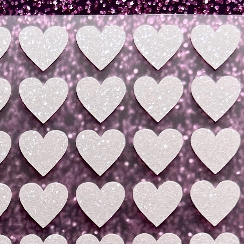 White Glitter Heart Stickers! – 1/4 to 4 inch – Choose a Size!