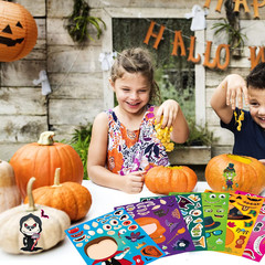 42 Sheets Halloween Stickers for Kids- Make Your Own Characters Mix and Match St
