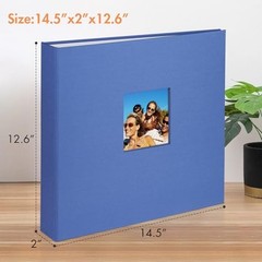 1DOT2 12×12 Large 3-Ring Scrapbook Photo Album, 80 Pages, Linen Cover, Blue
