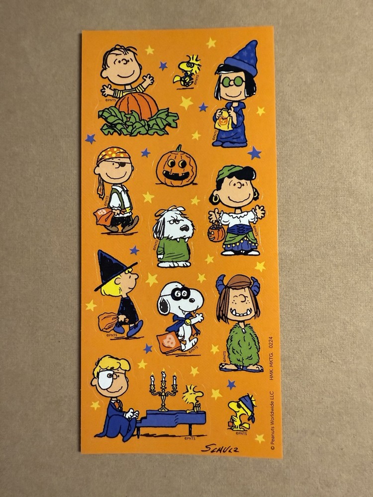 Peanuts Gang Snoopy Halloween Pumpkin Stickers Sticker Sheet Schulz Orange Costu