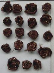 Satin Metallic ROSE Packs – 19 BROWN with Gold Trim – 12-14mm Across VerCFrnt