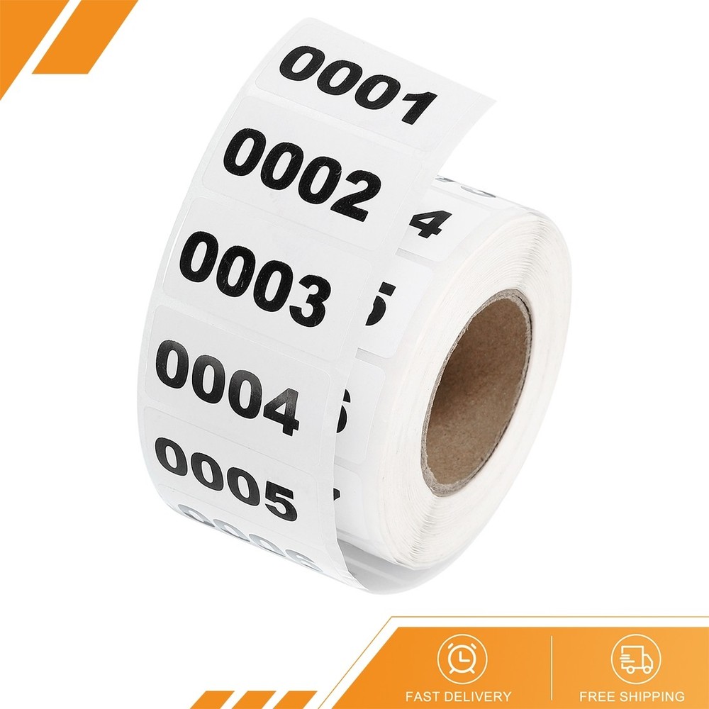 1 Roll Inventory Number Sticker 1.6″ x 0.8″ 0001-1000 Consecutive