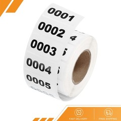 1 Roll Inventory Number Sticker 1.6″ x 0.8″ 0001-1000 Consecutive