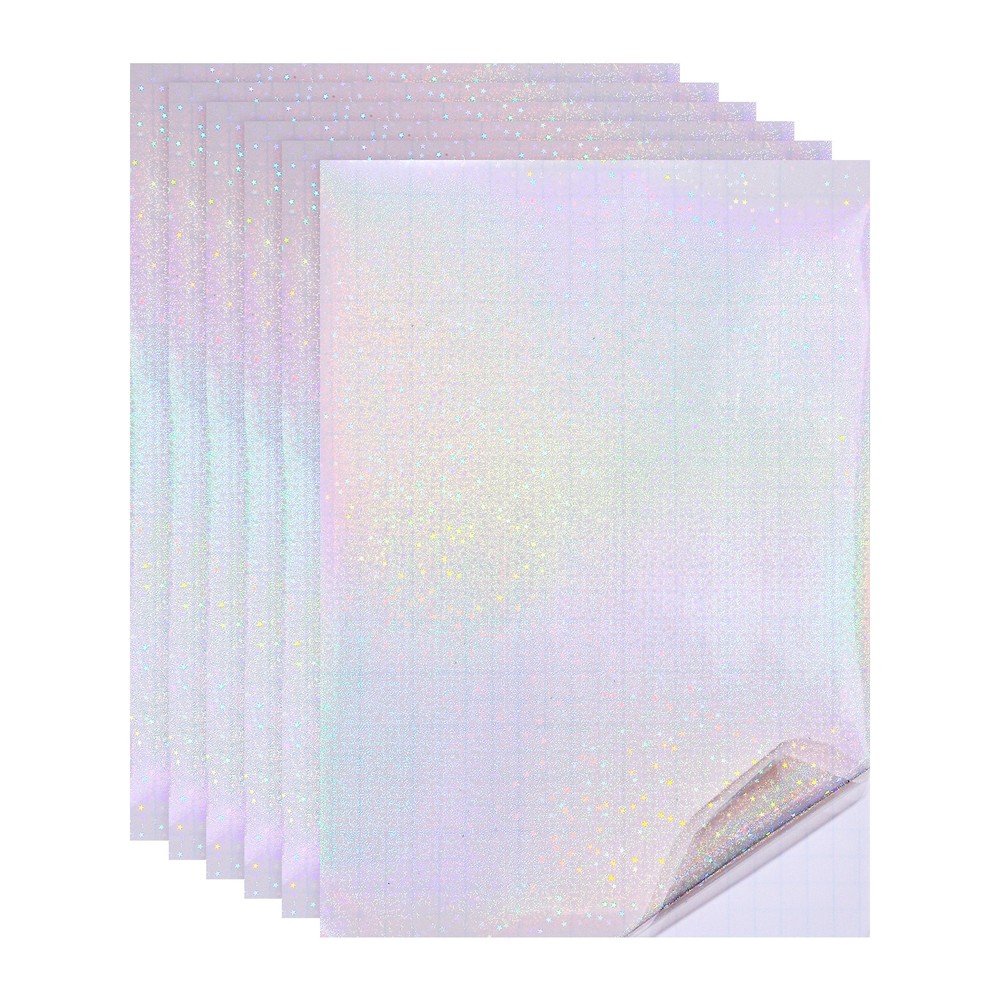 12x8in Holographic Laminate Sheets 6Pcs Sticker Paper Fine Sparkle Pattern