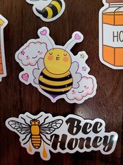 STICKERS x 5 Honey Bee Apiculture Beehive Cartoon Large Sticker BEE2