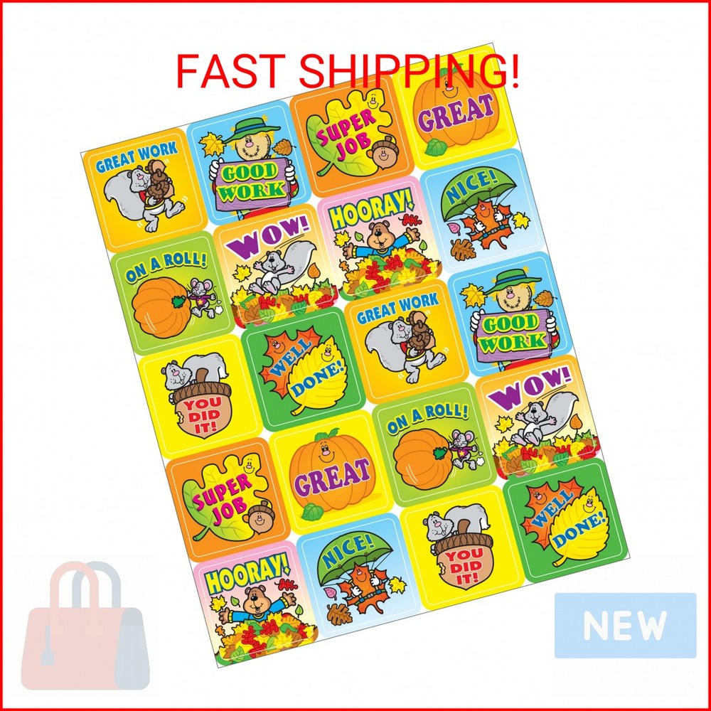 Carson Dellosa 120PC Fall Must Haves Stickers, 6 Sheets of Pumpkin, Autumn Leave