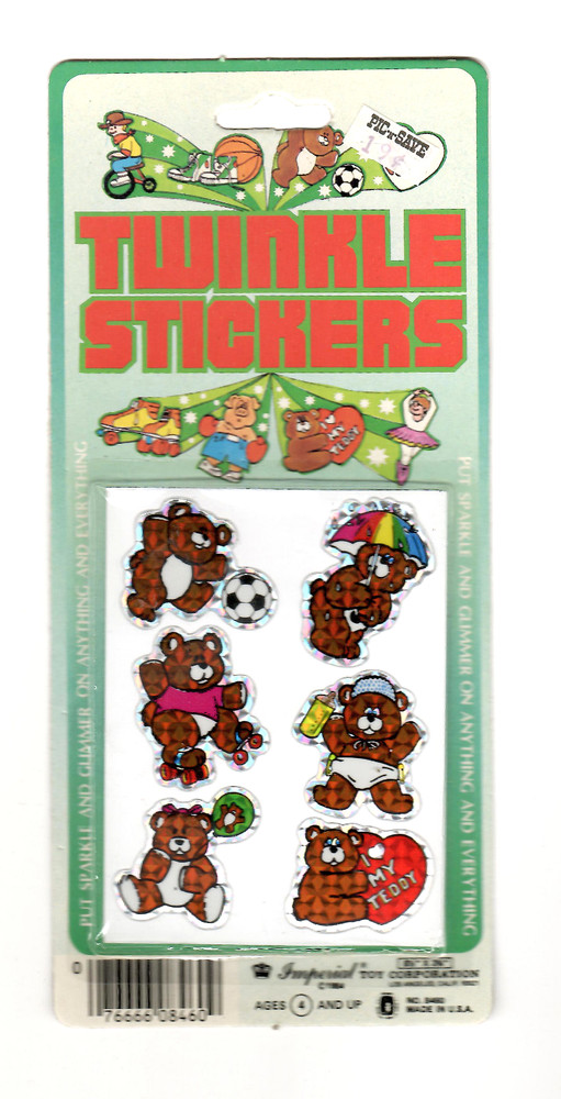 1983 Imperial Toy Corp. NEW 1 Pack Twinkle Stickers Prismatic Bears Teddy Soccer