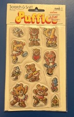 Vintage 80s Stickers Dancing Teddy Bears Scratch N Sniff Puffy
