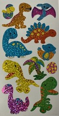 DINOSAUR Prismatic Stickers (11pcs)2.5”x 5”Eggs•Fossil •Hatching•Palm Tree•T-Rex