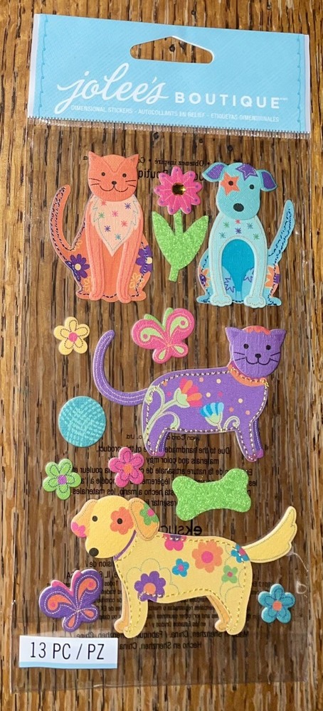 RARE Jolees Dog PUPPY LOVE Cat Kitty Kitten Butterfly Friend Flowers 3D Puppies