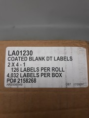 2×4″ Coated Blank DT Labels 4032 Labels/Box LA01230 – Lot of 16