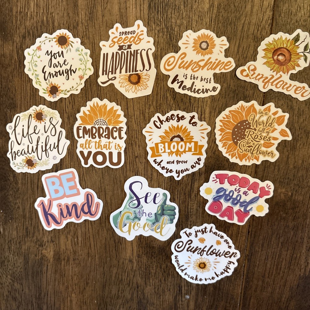 Set of 12 Motivational Positive Quote stickers FREE SHIPPING