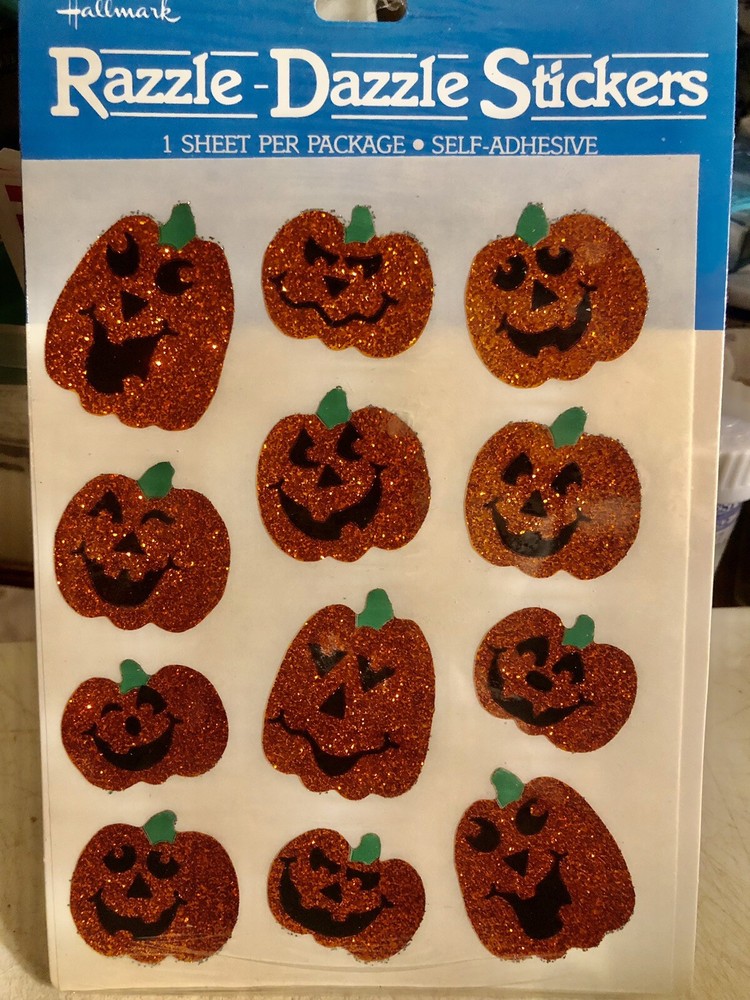 Vtg Hallmark Halloween Razzle Dazzle Glitter Sticker Sheet Sealed Original Pack