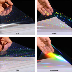 36 Sheets Holographic Laminate Sheets Clear Self Adhesive Sticker Paper | Transp