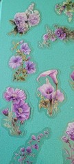 PK2 12pc individual Purple & Pink Floral Transparent Crafting Multiuse Stickers