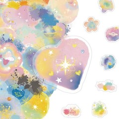 50 Pcs Watercolor Cloud PET Transparent Stickers Dreamy Artistic Waterproof Deca