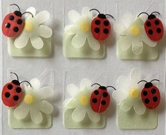 VELLUM LADYBUG & FLOWER PHOTO CORNER Dimensional Stickers(12pc)Bugs•Card Making