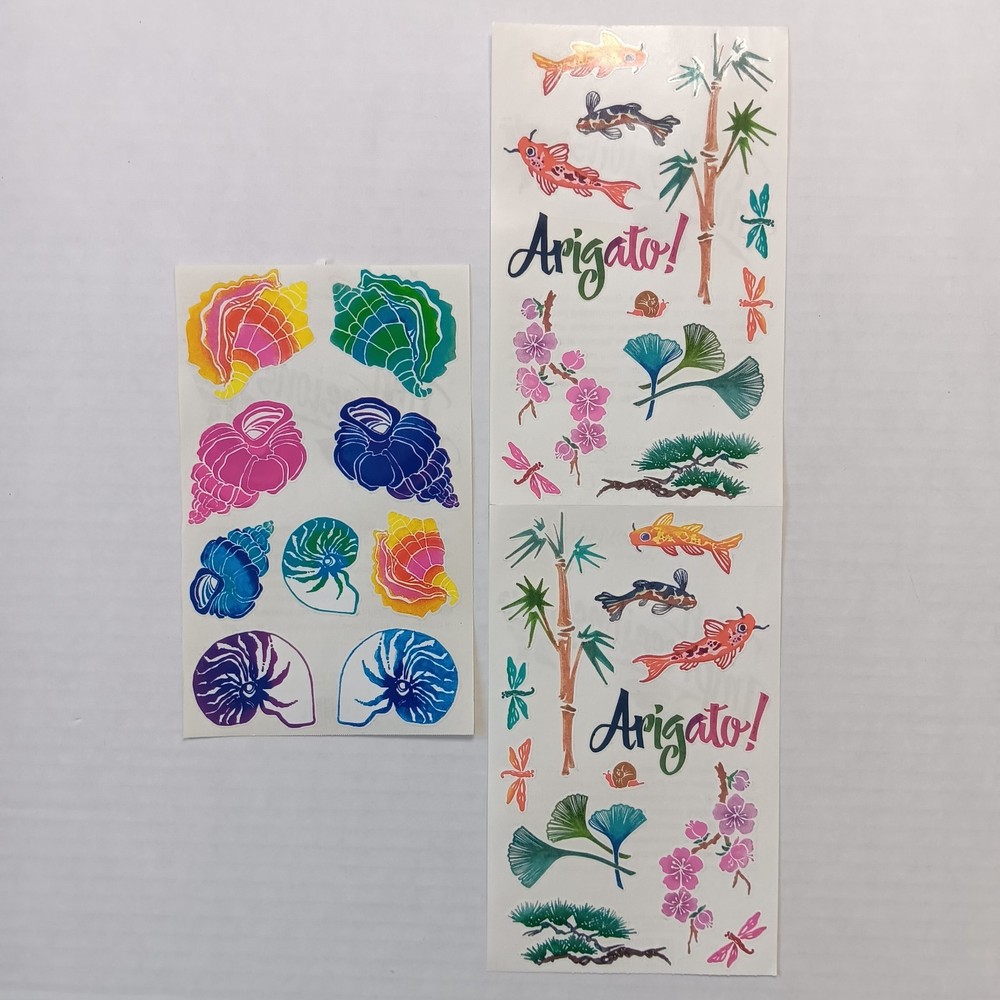Lot of 3 Mrs. Grossman’s Posh Impressions Shells Asian Landscape Sticker Mods