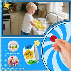 1000 Pcs Smiley Face Star Stickers for Kids Reward, 1 inch Holographic Smiley Fa