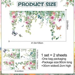 Flower Vine Wall Decals Hanging Green Leaves Wall Stickers Butterfly Flower Plan