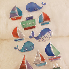 3 Stained Glass Inspired Plastic Animal Sticker Sheet – Unicorns, Foxes, Whales