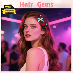 4 Sheets Bow Face Gems Stickers, Heart Rhinestones Hair Jewel, Self Adhesive Cry