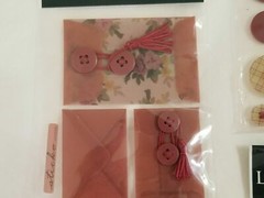 NEW Lot 4 Laura Ashley Adhesive Buttons Envelopes Maroon Floral Plaid -E