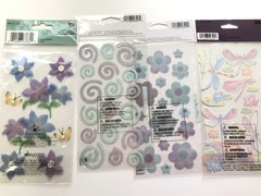 EK Success Jolee’s Sticko Purple Flowers Scrapbook Stickers Lot Dragonflies