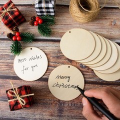 60 Unfinished Wooden Circles with Holes, 3 Inch Wood Discs for Crafts, Blank …