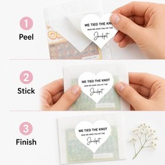 120 Heart-Shaped ‘We Tied the Knot’ Lottery Ticket Stickers for Weddings