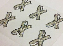 CraftbuddyUS 6x37mm Self Adhesive AB Diamante & Pearl BOWS Stick On Wedding GEMS