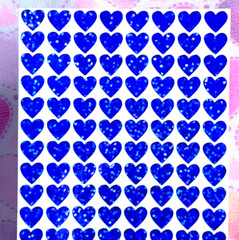 Blue Holographic Sparkle Heart Sticker Sheet! – Choose a Size – Cute & Sparkly!