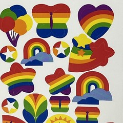 Vintage Current Stickers Rainbow Stars Butterflies Hearts Bright 1 Sheet 80s