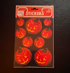 Halloween Jack-O’-Lantern Pumpkin Stickers, Orange Black Green Yellow