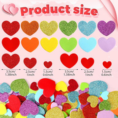 600 Pieces Foam Hearts Stickers, Valentines Day Glitter and Matte Self-Adhesive