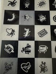 Heartline Black, Grey And White Silly Shapes In Squares 3 Sheets New