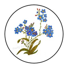30 FORGET ME NOT FLOWERS ENVELOPE SEALS LABELS STICKERS PARTY FAVORS 1.5″ ROUND