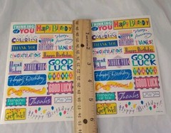 2 Vintage AGC Inc Various Patterns Sticker Sheets Thank You, Happy Birthday Luck