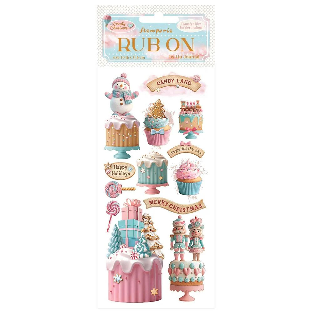 Stamperia Rub-on – Candy Christmas Cakes, DFLRB175